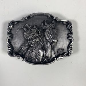 Artaffects 1989 Pewter Belt Buckle Chief Horse Native American Gregory Perillo